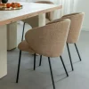 Made in Meubles Chaise avec accoudoirs ronds en tissu sable et pieds en métal Cléa (lot de 2)