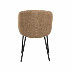 Made in Meubles Chaise avec accoudoirs ronds en tissu sable et pieds en métal Cléa (lot de 2)