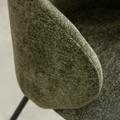 Made in Meubles Chaise avec accoudoirs ronds en tissu vert et pieds en métal Cléa (lot de 2)