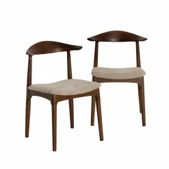 Made in Meubles Chaise bois hêtre foncé Aline (lot de 2)