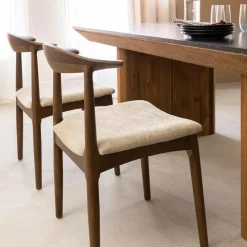 Made in Meubles Chaise bois hêtre foncé Aline (lot de 2)