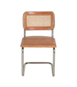 Made in Meubles Chaise cantilever en bois d'acacia et cannage Prune (lot de 2)