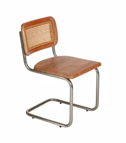 Made in Meubles Chaise cantilever en bois d'acacia et cannage Prune (lot de 2)