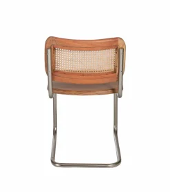 Made in Meubles Chaise cantilever en bois d'acacia et cannage Prune (lot de 2)