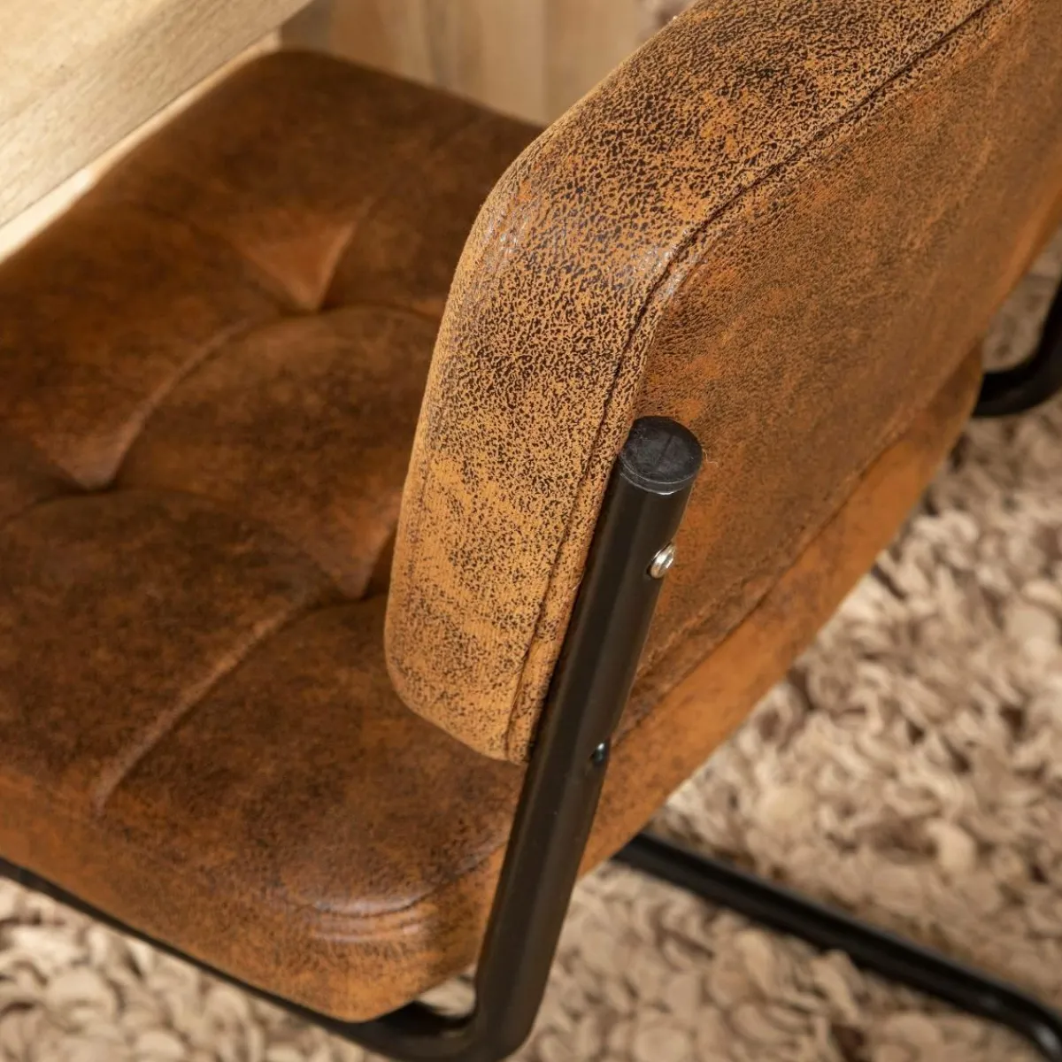 Made in Meubles Chaise cantilever en microfibre marron Mambo (lot de 2)