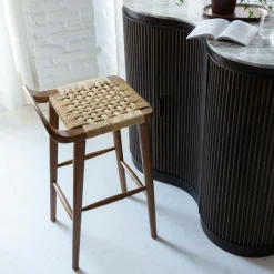 Made in Meubles Chaise de bar en bois de manguier Suzanna