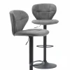 Made in Meubles Chaise de bar vintage noire pied central réglable Isis (lot de 2)