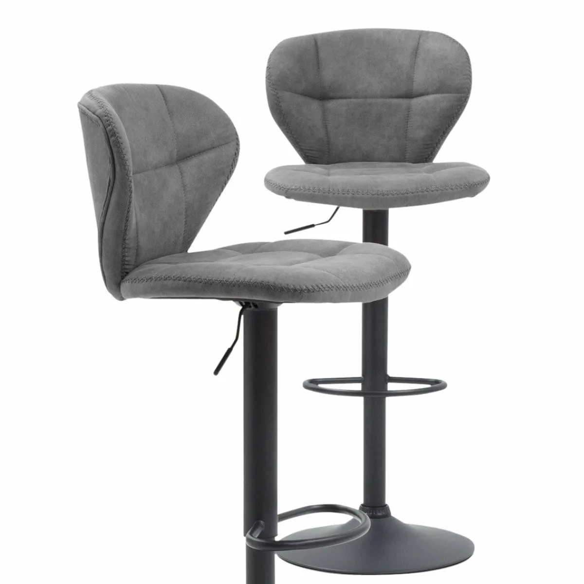 Made in Meubles Chaise de bar vintage noire pied central réglable Isis (lot de 2)