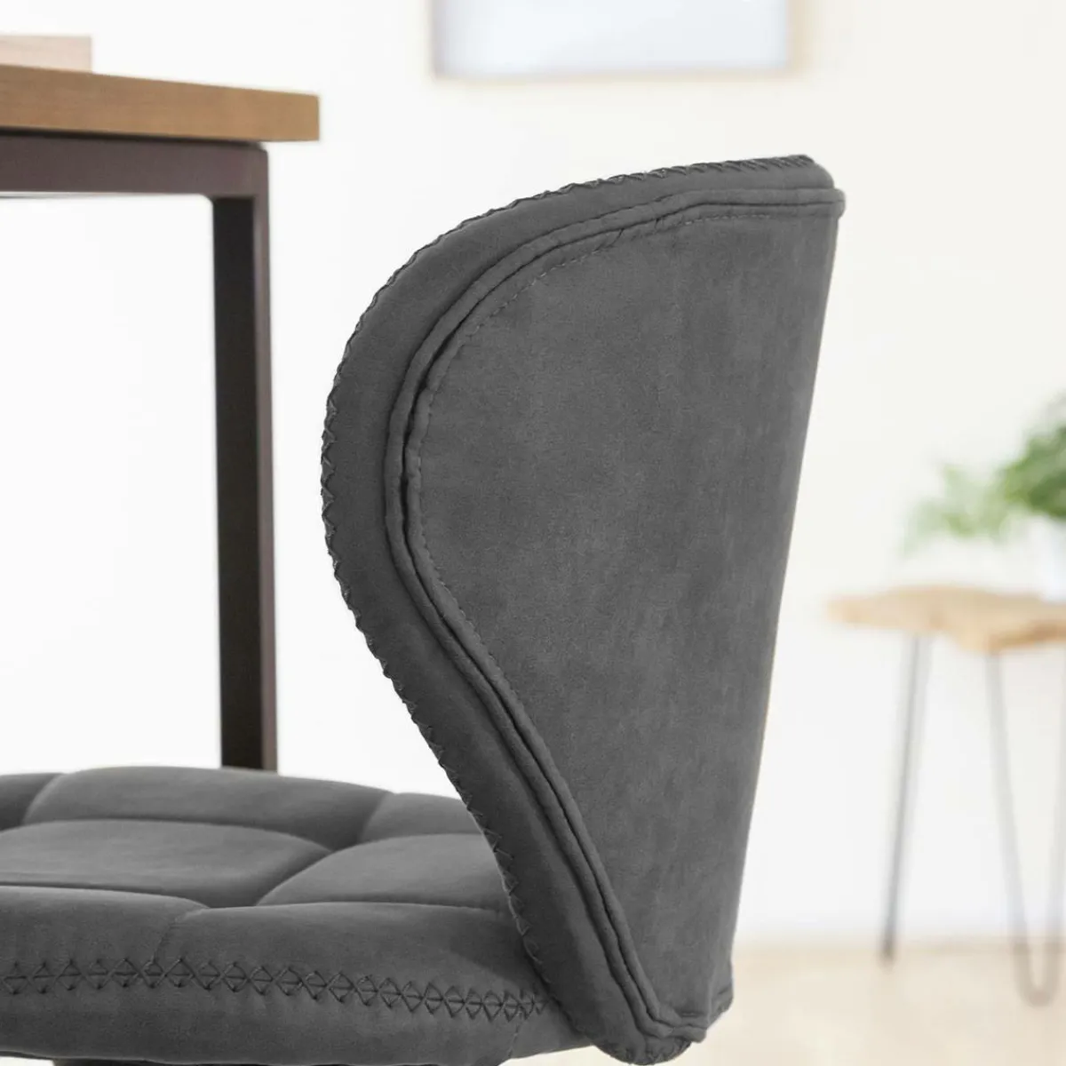 Made in Meubles Chaise de bar vintage noire pied central réglable Isis (lot de 2)