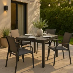 Made in Meubles Chaise de jardin en aluminium gris foncé Ayden (lot de 2)