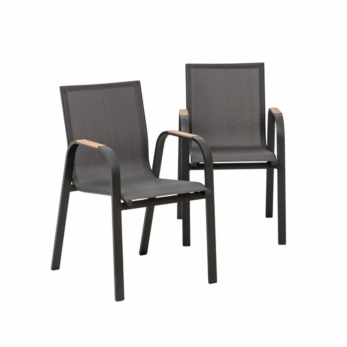 Made in Meubles Chaise de jardin en aluminium gris foncé Ayden (lot de 2)