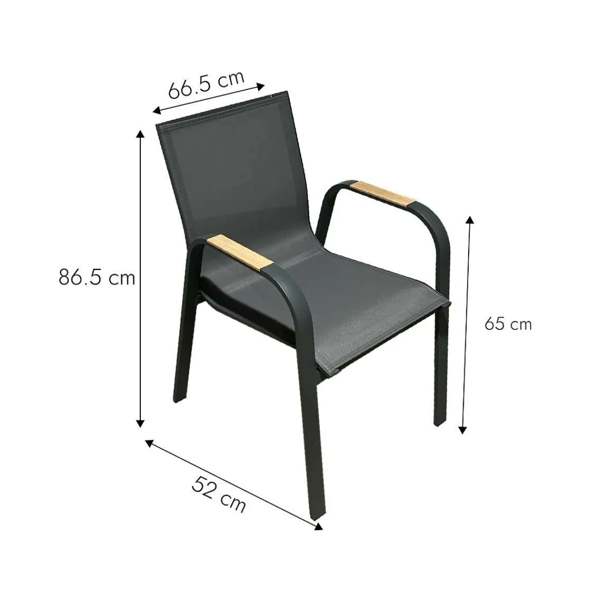 Made in Meubles Chaise de jardin en aluminium gris foncé Ayden (lot de 2)