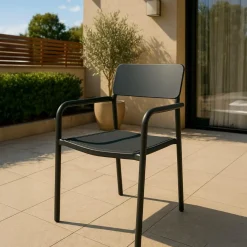 Made in Meubles Chaise de jardin en aluminium gris  Kaïa (lot de 2)