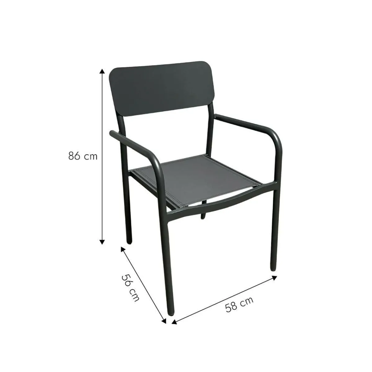 Made in Meubles Chaise de jardin en aluminium gris Kaïa (lot de 2)
