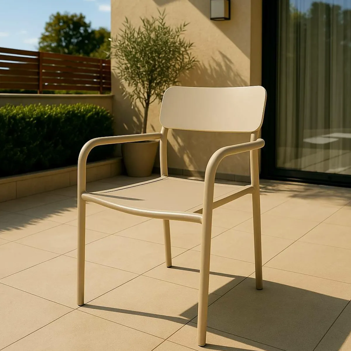 Made in Meubles Chaise de jardin en aluminium taupe Kaïa (lot de 2)