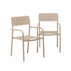 Made in Meubles Chaise de jardin en aluminium taupe Kaïa (lot de 2)