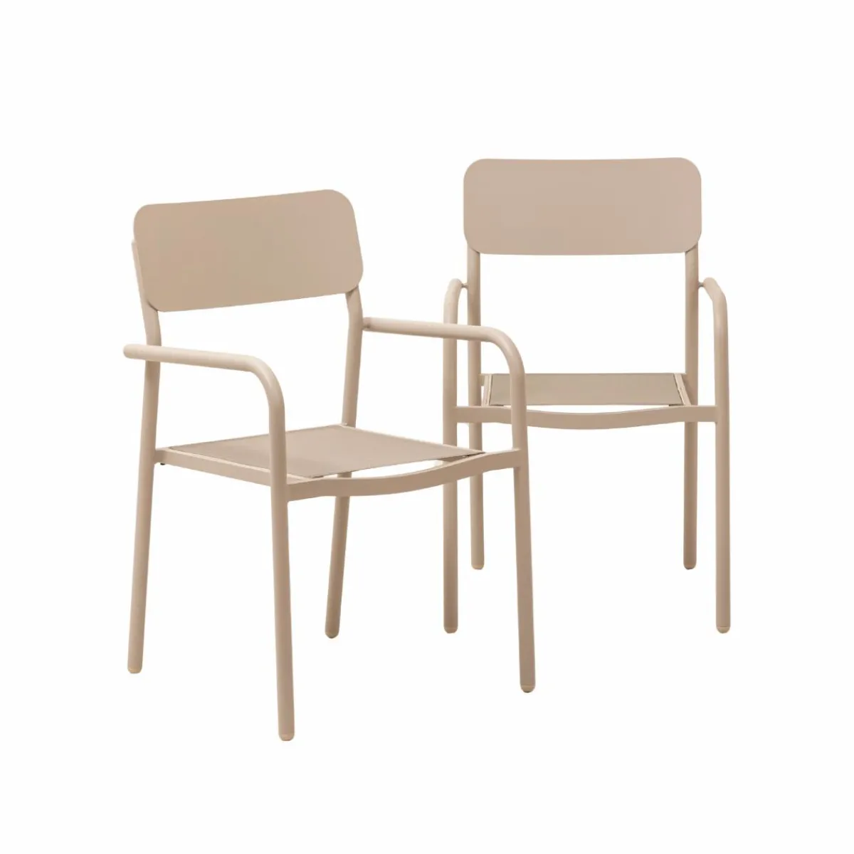Made in Meubles Chaise de jardin en aluminium taupe Kaïa (lot de 2)