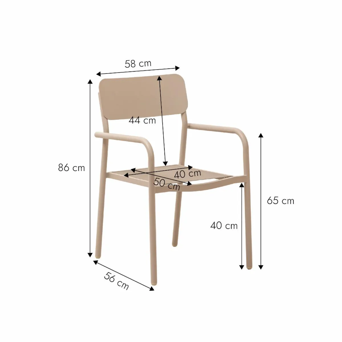 Made in Meubles Chaise de jardin en aluminium taupe Kaïa (lot de 2)