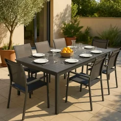 Made in Meubles Chaise de jardin grise Ilona (lot de 2)