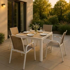 Made in Meubles Chaise de jardin taupe en aluminium Ayden (lot de 2)