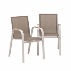 Made in Meubles Chaise de jardin taupe en aluminium Ayden (lot de 2)