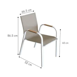 Made in Meubles Chaise de jardin taupe en aluminium Ayden (lot de 2)