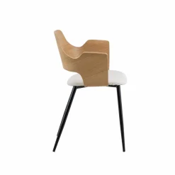 Made in Meubles Chaise en bois clair et tissu écru Florence (lot de 2)
