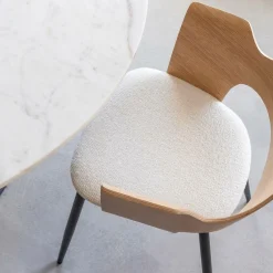 Made in Meubles Chaise en bois clair et tissu écru Florence (lot de 2)