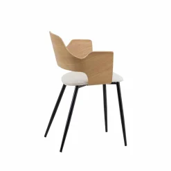 Made in Meubles Chaise en bois clair et tissu écru Florence (lot de 2)
