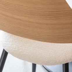 Made in Meubles Chaise en bois clair et tissu écru Florence (lot de 2)