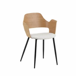 Made in Meubles Chaise en bois clair et tissu écru Florence (lot de 2)
