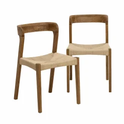 Made in Meubles Chaise en bois de chêne et en corde Auren (lot de 2)