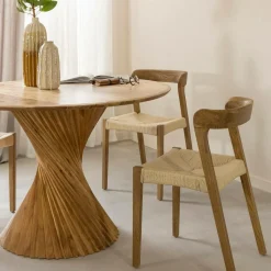 Made in Meubles Chaise en bois de chêne et en corde Auren (lot de 2)