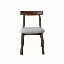 Made in Meubles Chaise en bois de frêne foncé et tissu gris Aline (lot de 2)