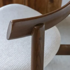Made in Meubles Chaise en bois de frêne foncé et tissu gris Aline (lot de 2)