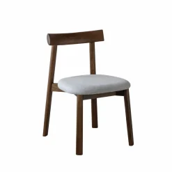 Made in Meubles Chaise en bois de frêne foncé et tissu gris Aline (lot de 2)