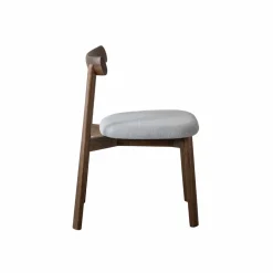 Made in Meubles Chaise en bois de frêne foncé et tissu gris Aline (lot de 2)