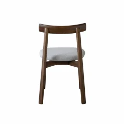 Made in Meubles Chaise en bois de frêne foncé et tissu gris Aline (lot de 2)