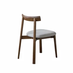 Made in Meubles Chaise en bois de frêne foncé et tissu gris Aline (lot de 2)