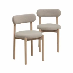 Made in Meubles Chaise en bois de hêtre clair et tissu Aline (lot de 2)
