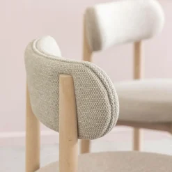 Made in Meubles Chaise en bois de hêtre clair et tissu Aline (lot de 2)