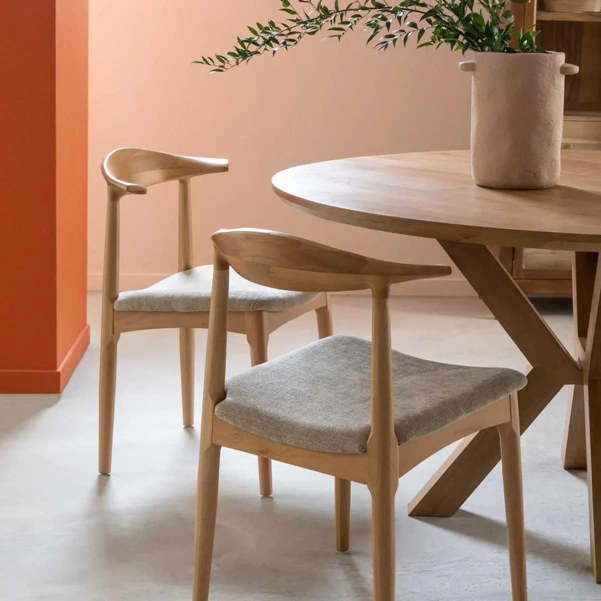 Made in Meubles Chaise en bois de hêtre clair Aline (lot de 2)