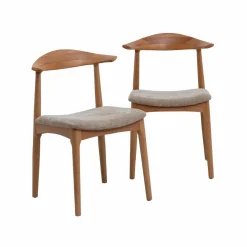 Made in Meubles Chaise en bois de hêtre clair Aline (lot de 2)