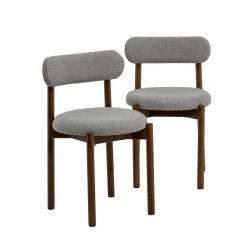 Made in Meubles Chaise en bois de hêtre foncé et tissu Aline (lot de 2)