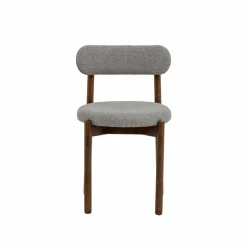 Made in Meubles Chaise en bois de hêtre foncé et tissu Aline (lot de 2)