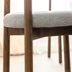 Made in Meubles Chaise en bois de hêtre foncé et tissu Aline (lot de 2)