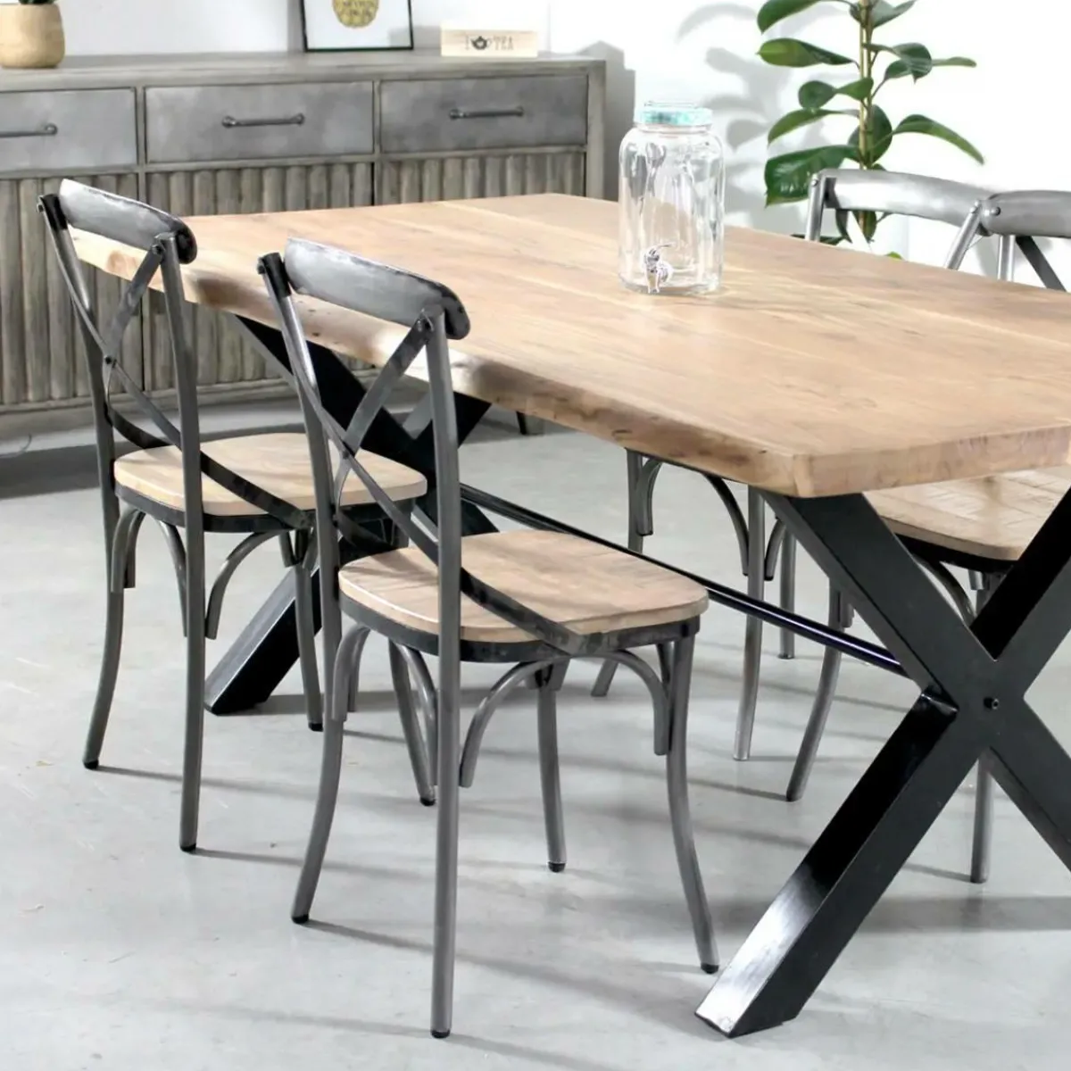 Made in Meubles Chaise en bois de manguier Wood (lot de 2)
