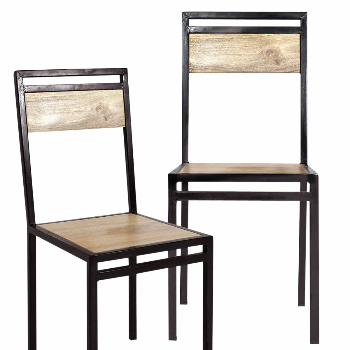 Made in Meubles Chaise en bois de manguier New-York (lot de 2)