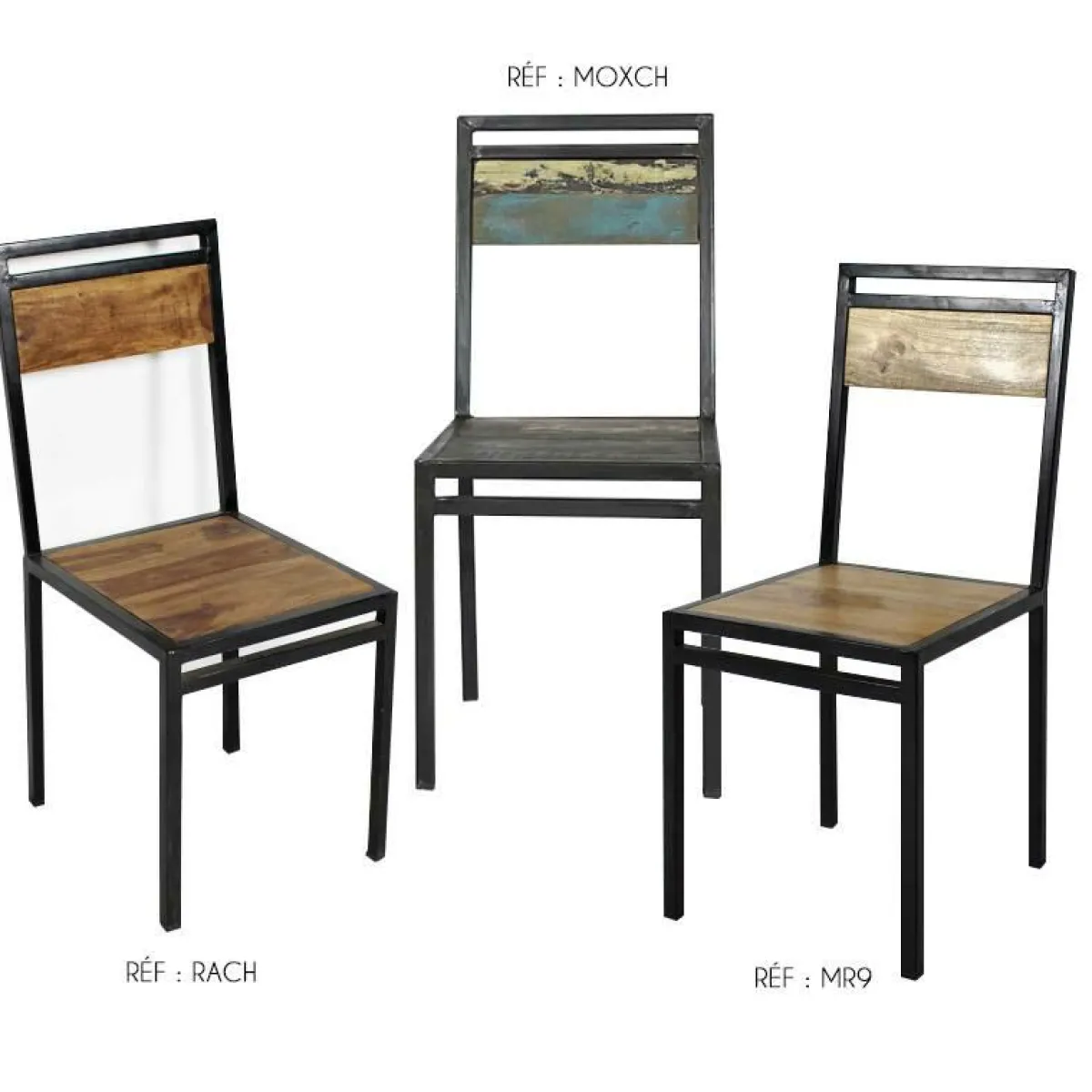 Made in Meubles Chaise en bois de manguier New-York (lot de 2)