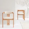 Made in Meubles Chaise en bois de mindy et tissu bouclette Suzie (lot de 2)